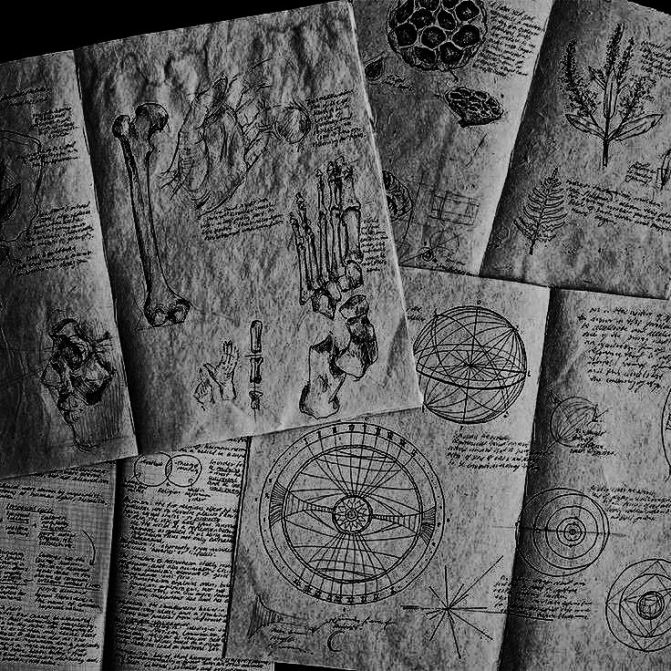 several pieces of paper with drawings on them