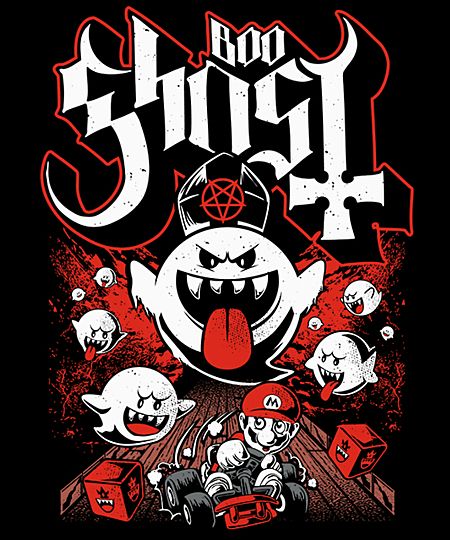 an image of a group of cartoon characters on a black background with the words boo ghost