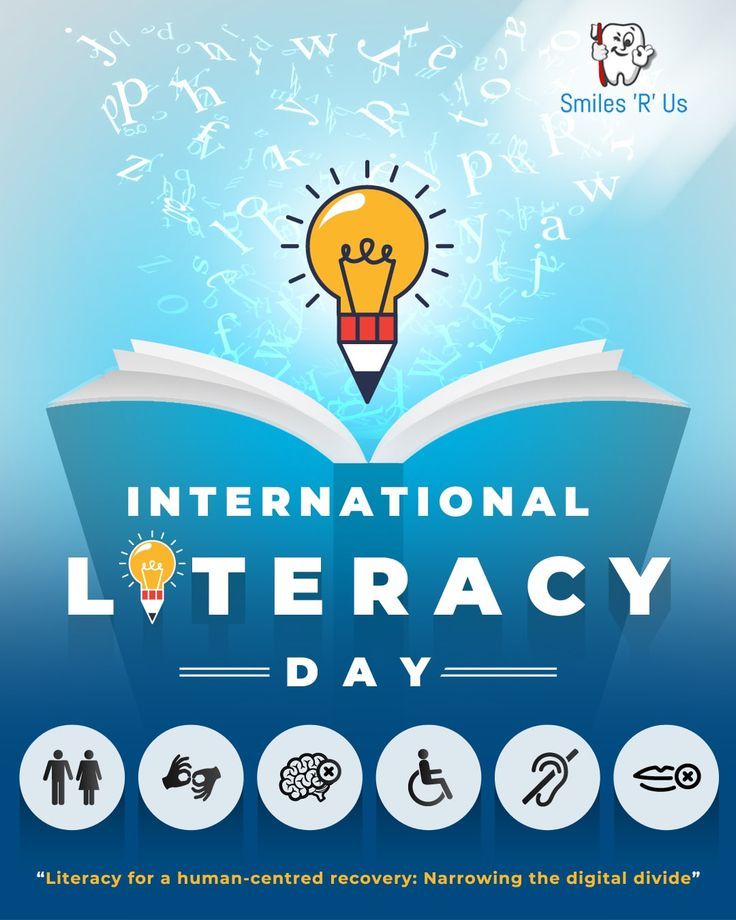 Happy International 🌎 Literacy ✒️📚 Day! International Literacy Day was founded by proclamation of The United Nations Educational, Scientific and Cultural Organization, or UNESCO, in 1966 “to remind the public of the importance of literacy as a matter of dignity and human rights.” International Literacy Day takes place on September 8 every year, and this year 2021 will be celebrated under the theme “Literacy for a human-centered recovery: Narrowing the digital divide”. World Literacy Day, Importance Of Literacy, Digital Divide, International Literacy Day, Literacy Day, Family Dentist, Pediatric Dentist, Family Dental, General Dentistry