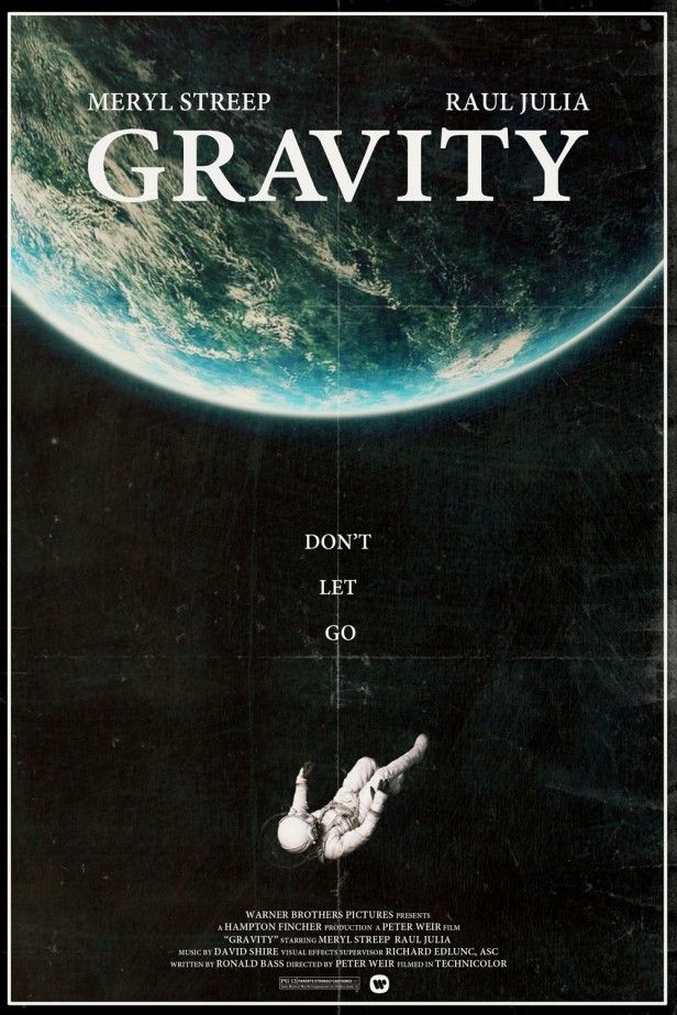 a movie poster for gravity with an astronaut floating in the air and earth in the background