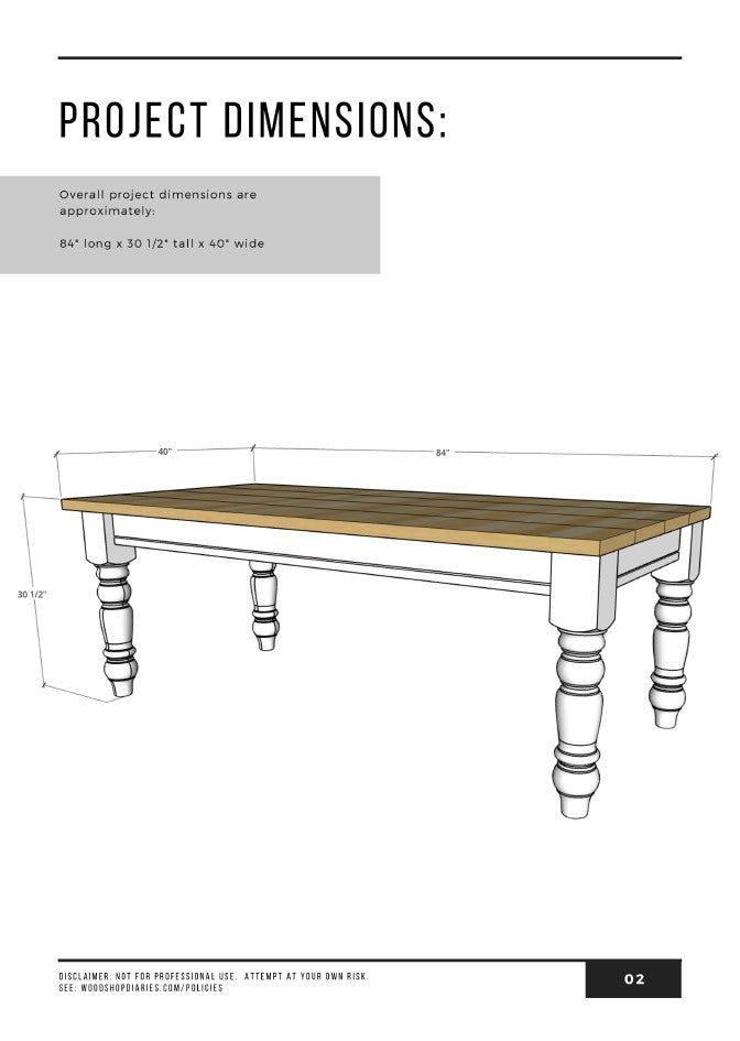 an image of a table with legs and the words project dimensionss written below it