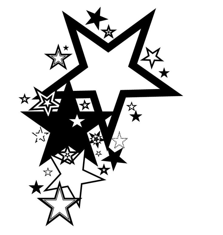 a black and white drawing of stars on a white background