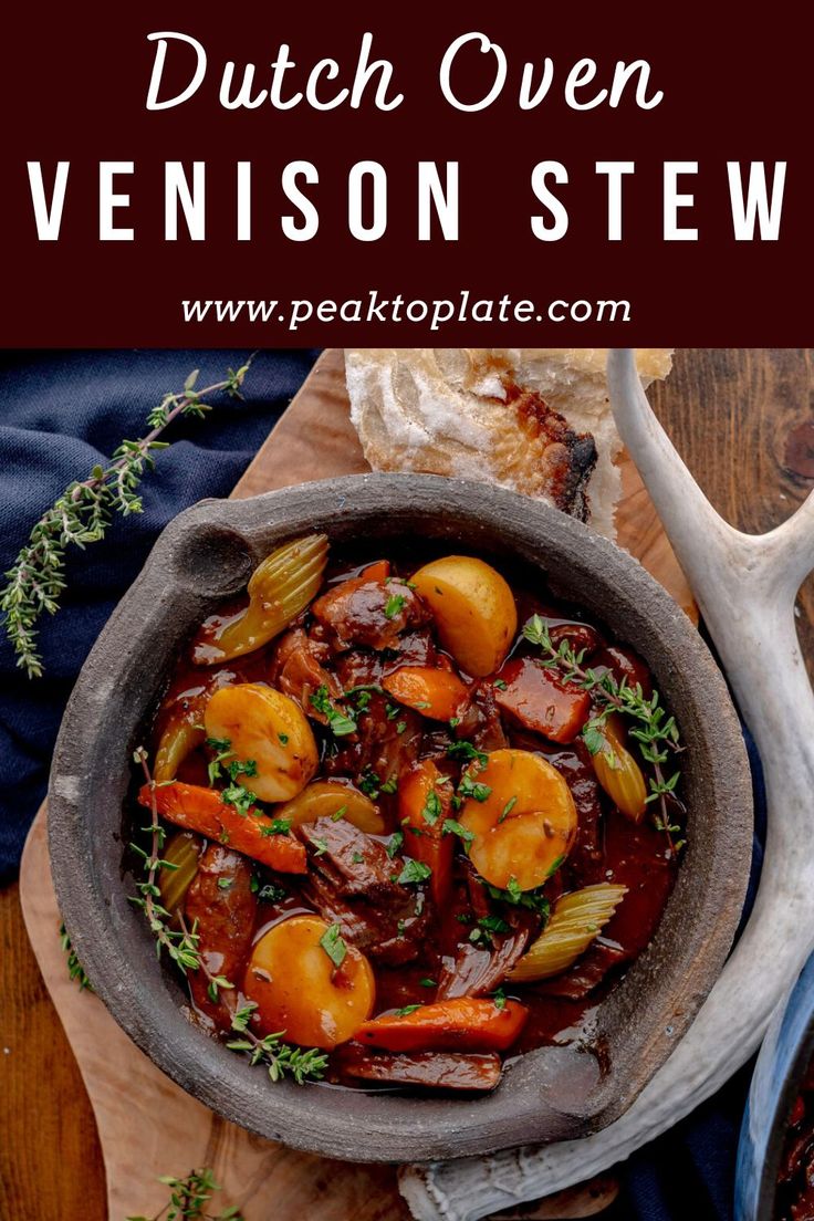 this dutch oven venison stew is delicious and easy to make it's the perfect side dish for any meal