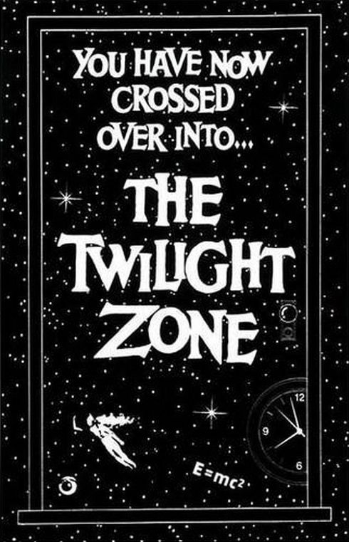 the twilight zone movie poster in black and white with an image of a clock on it