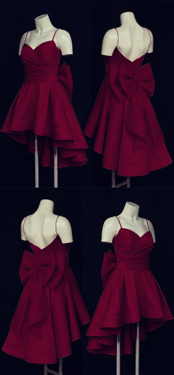 Prom Dresses High Low, Gowns With Bow, Burgundy Prom Dresses, Burgundy Prom, High Low Prom Dresses, Cute Dress Outfits, Burgundy Prom Dress, Dresses High Low, Pretty Prom Dresses