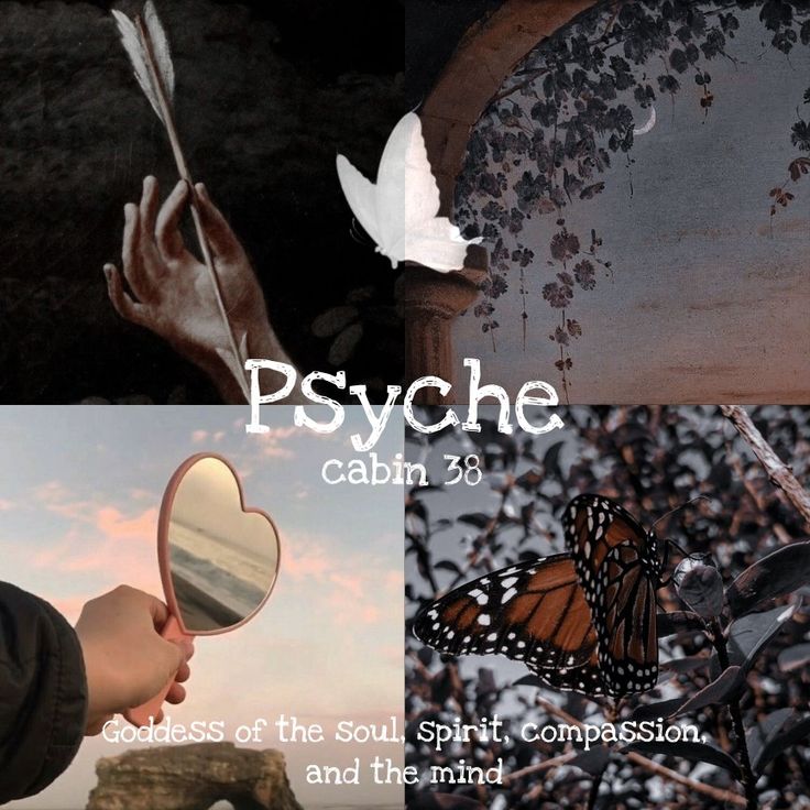 a collage of photos with the words psyche and images of hands holding a mirror