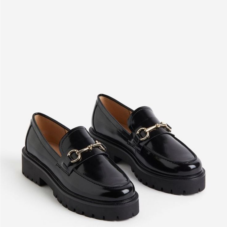 Leather Loafers Flat Patent Leather Shoes For Work, Patent Leather Shoes With Leather Footbed For Work, Fall Patent Leather Shoes For Work, Fall Patent Leather Workwear Shoes, Casual Patent Leather Work Shoes, Black Shoes Loafers, Black Loafers Women's, Black Loafer Shoes, Womens Loafers