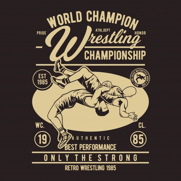 the world champion wrestling championship t - shirt design with an image of a wrestler and his opponent