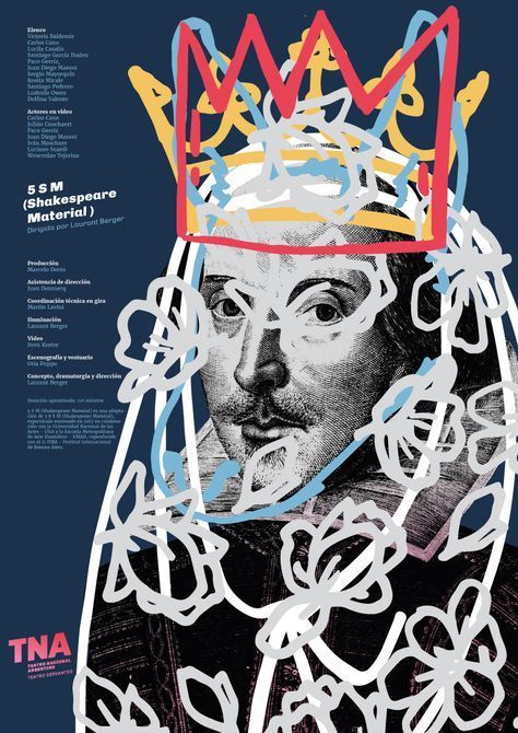 a poster with an image of shakespeare's king and his crown on top of it