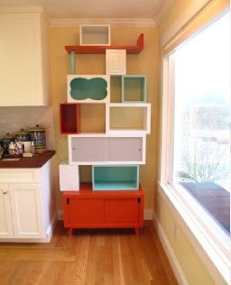 the kitchen is clean and ready to be used as a playroom or office space