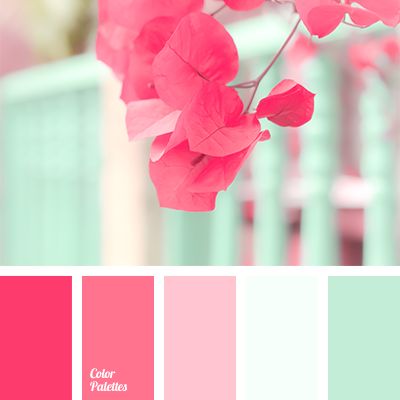 pink and green color palette with flowers