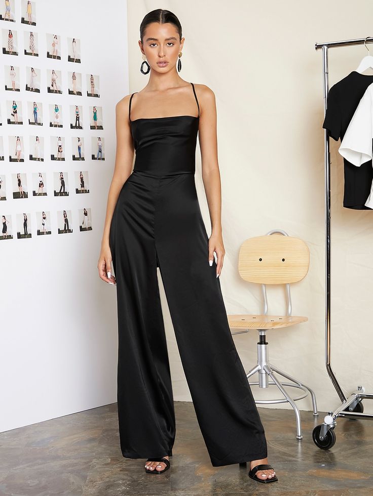 Prom Jumpsuit, Comfy Jumpsuits, Solid Jumpsuit, Silk Jumpsuit, Backless Jumpsuit, Jumpsuit Outfit, Black Jumpsuit, Women Lace, Tulum