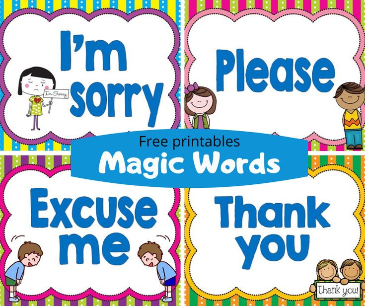 i'm sorry, please and free printables for the magic words