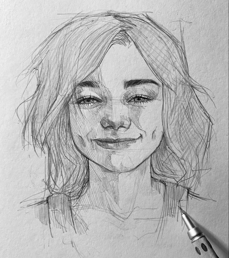 a pencil drawing of a woman's face