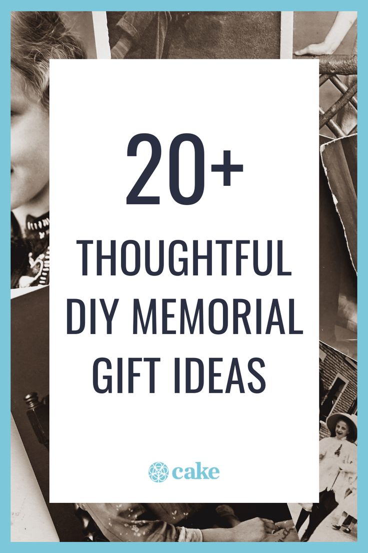 the words, 20 thoughtful diy memorial gift ideas are overlaid with photos and text