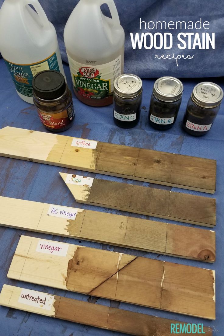 the wood stain is being used to make diy wooden planks and paint them