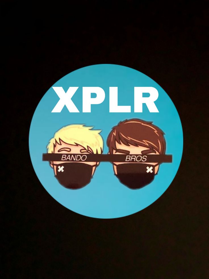 a sticker depicting two people wearing glasses with the words xpplr on them