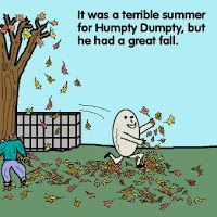 a cartoon depicting two people in the grass, one is throwing leaves into the air