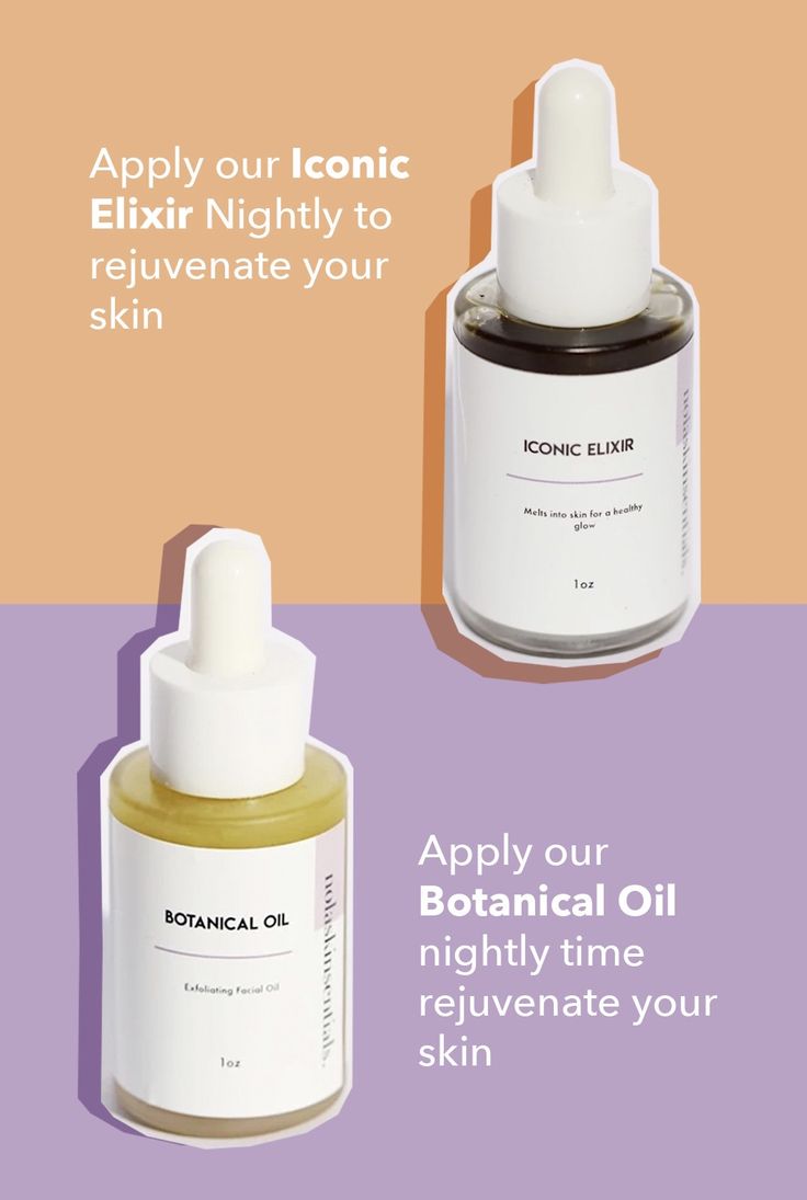 an ad for botanical oil with the text apply our iconic elir nightly to rejuvenate your skin