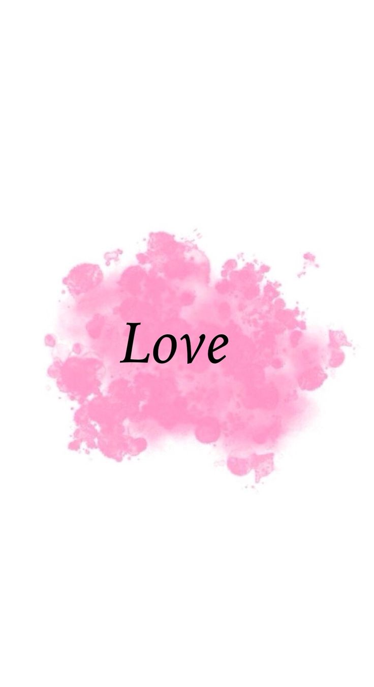 the word love painted in pink on a white background