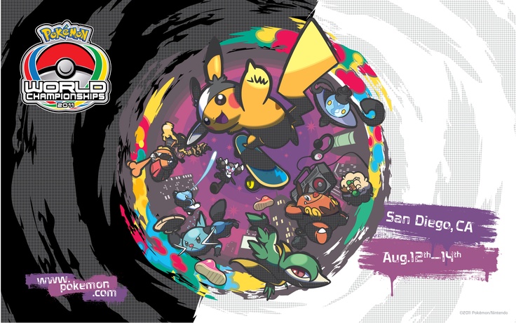 an advertisement for the pokemon world championships, featuring various cartoon characters and their respective colors