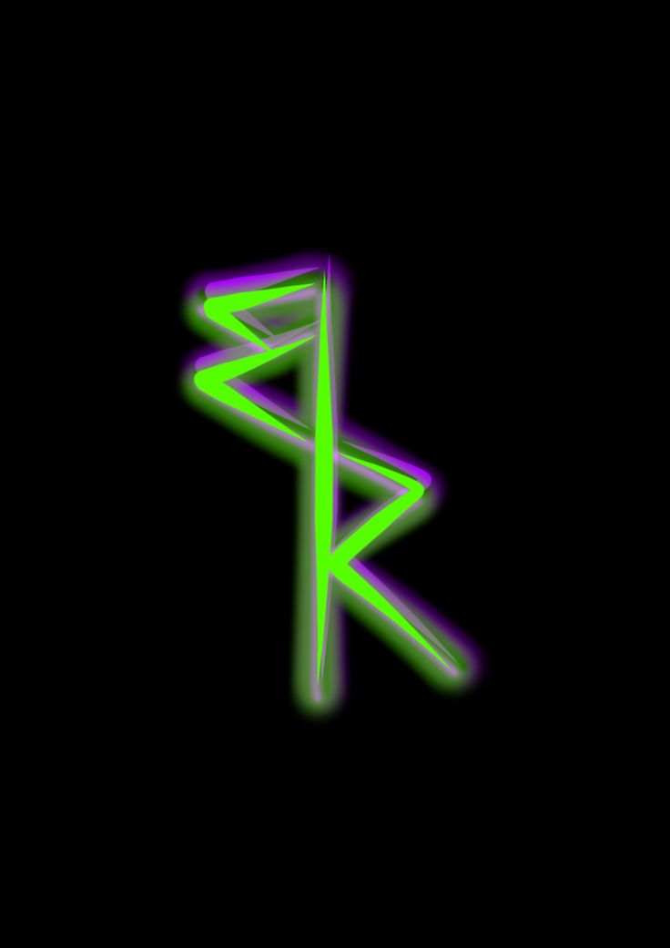 a green and purple arrow on a black background