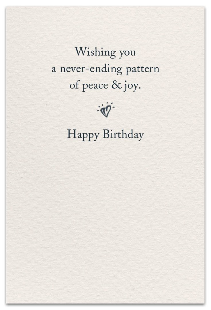 a card with the words wishing you a never - ending pattern of peace and joy