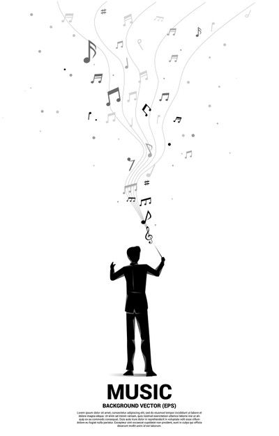 a man with musical notes coming out of his head and the words music above him