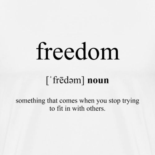 a white t - shirt with the words'freedom'written in black