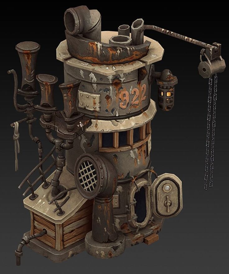 an old steampunky machine with lots of pipes