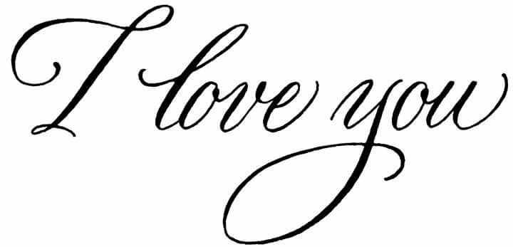 the words i love you are written in cursive writing on a white background