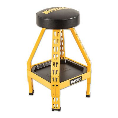 a yellow stool with a black seat on it