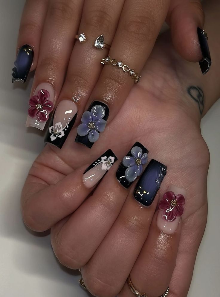 Aquarius Nails Designs, Anniversary Nails Ideas, Black Birthday Nails, Nail Designs Y2k, Nail Inspo Y2k, Acrylic Claws, Red Valentines Nails, French Nails Acrylic, Earthy Nails