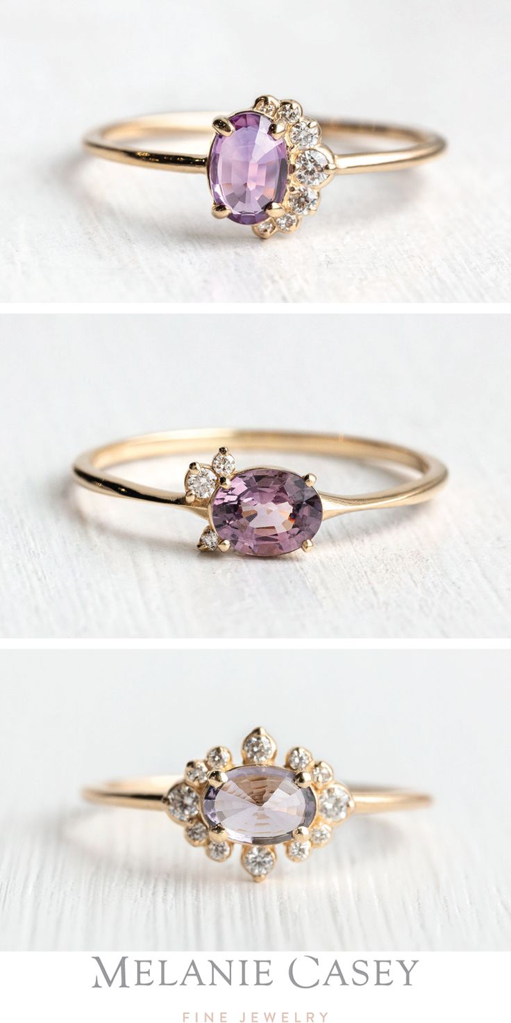 Our collection of stacking rings includes some dainty pieces featuring purple gemstones! Find the Purple Sapphire Astra Ring, the By & By Ring in Spinel, and the Castle in the Clouds Ring in Spinel at melaniecasey.com! White Gold Aquamarine Ring, White Gold Engagement Rings Unique, Castle In The Clouds, Purple Gemstones, Cloud Ring, Unique Engagement Rings Rose Gold, Purple Sapphire Ring, Pink Morganite Ring, Rose Gold Morganite Ring