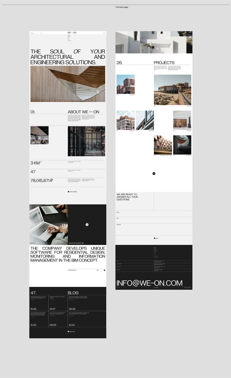 the website design is clean and modern, with minimalist elements in black and white