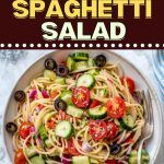 the book cover shows a plate of pasta with cucumbers, tomatoes and olives