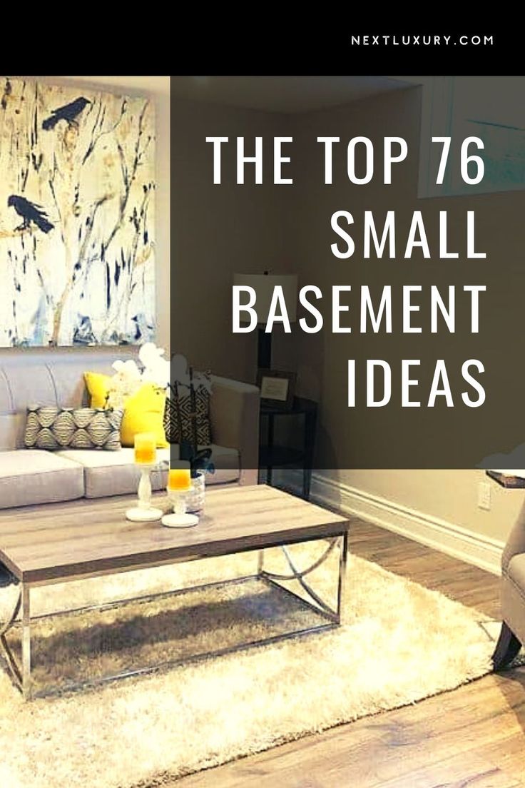 a living room filled with furniture and a large painting on the wall above it that says the top 76 small basement ideas