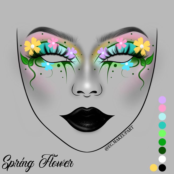 Spring Fantasy Makeup, Cute Creative Makeup Looks, Creative Spring Makeup, Spring Eye Makeup Looks, Easter Make Up, Mother Earth Makeup, Easter Eye Makeup, Flower Inspired Makeup, Unique Makeup Ideas Creative