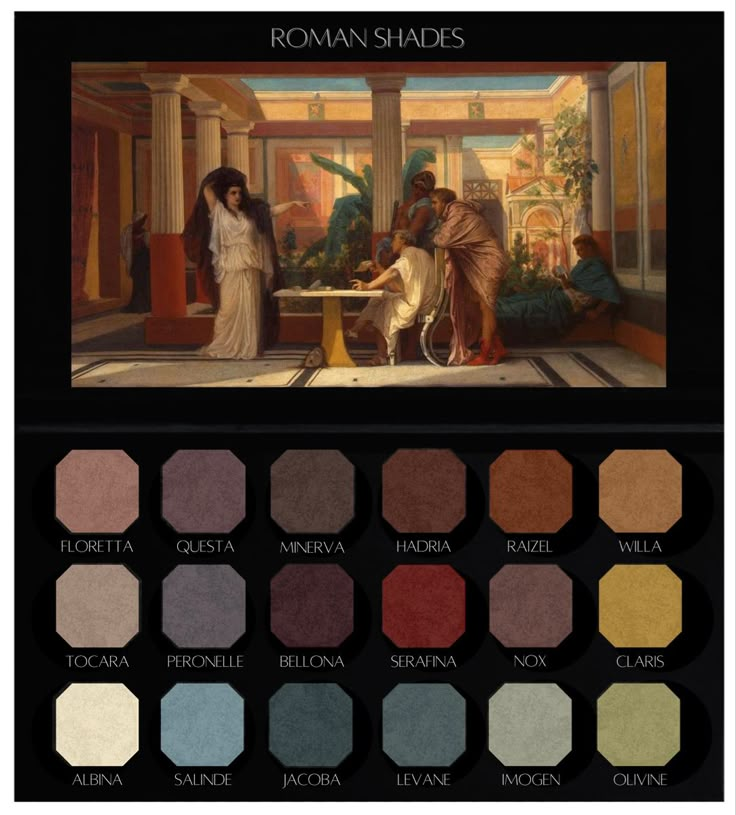 the roman shades palette is shown with different colors