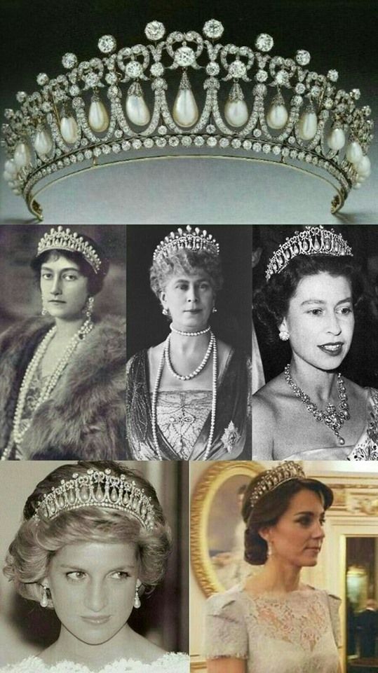 the queen's tiara is shown in four different pictures