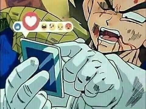 an anime character holding up a cell phone to take a picture with his face on the screen