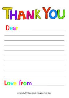 a thank card with the words dear written in multicolored letters on white paper