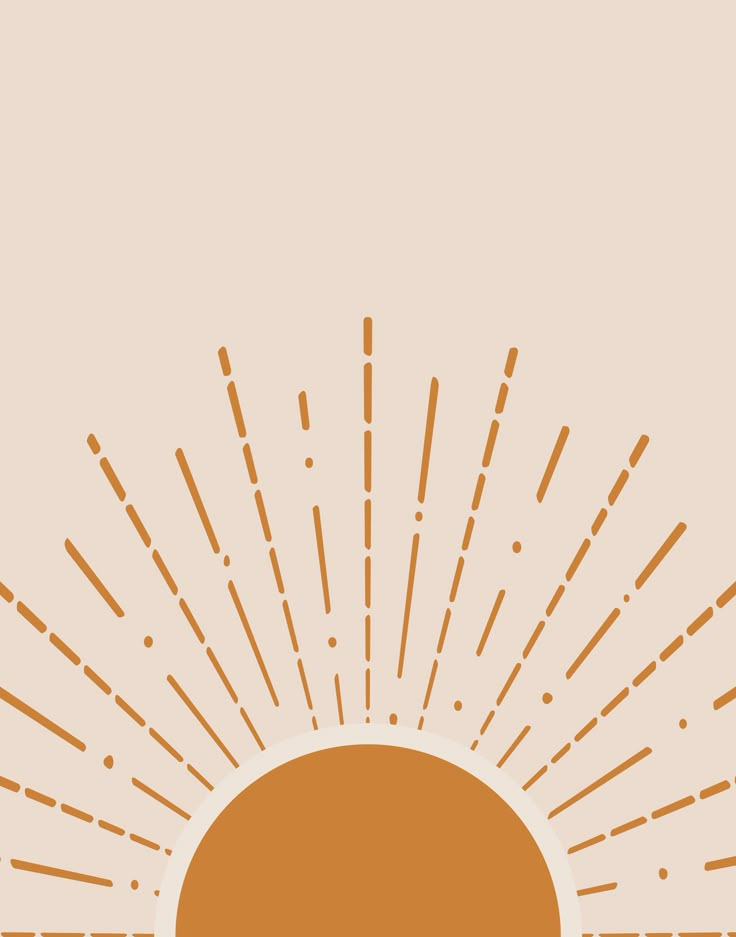 an orange sunburst is shown in the middle of a beige background with lines