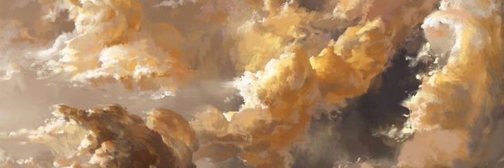 an abstract painting of clouds in the sky