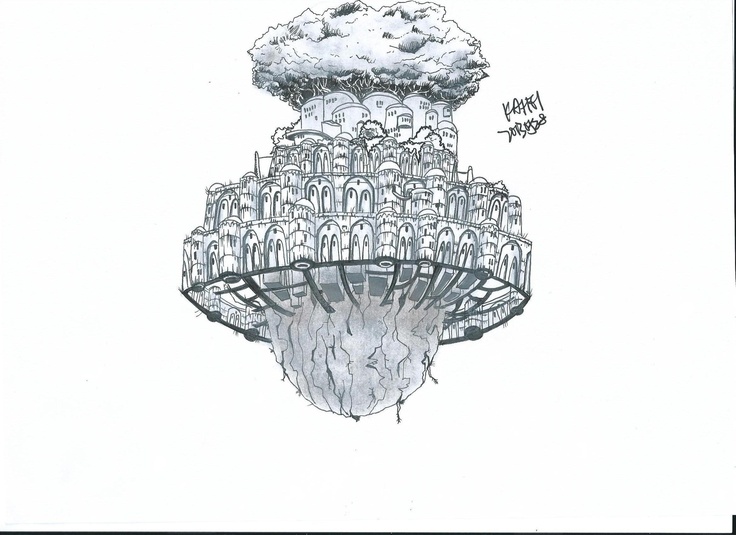 an ink drawing of a chandelier hanging from the ceiling