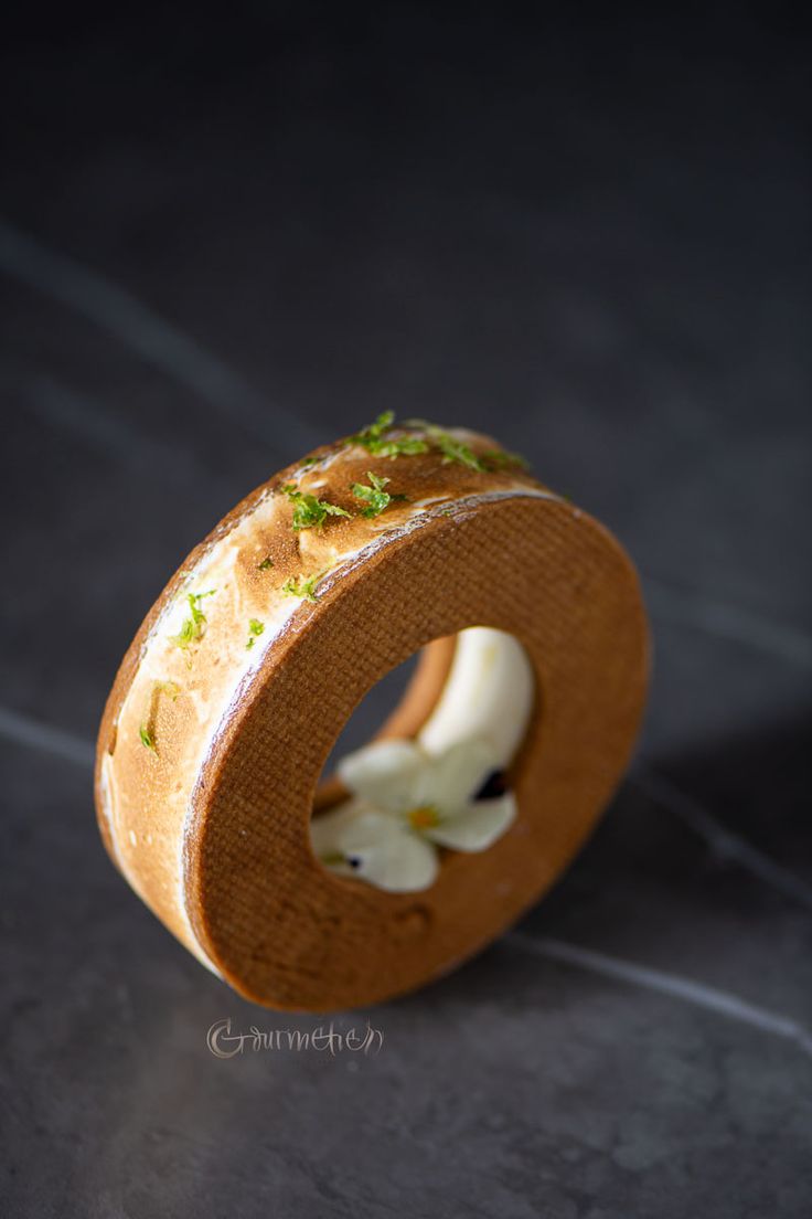 a piece of bread that is sitting on a table