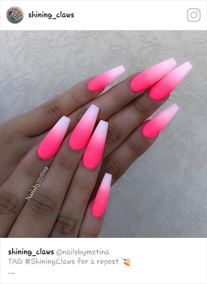 Unghie Sfumate, Pink Ombre Nails, Ombre Acrylic Nails, Glow Nails, Coffin Nails Long, Ballerina Nails, Summer Acrylic Nails, Pink Acrylic Nails, Yellow Nails