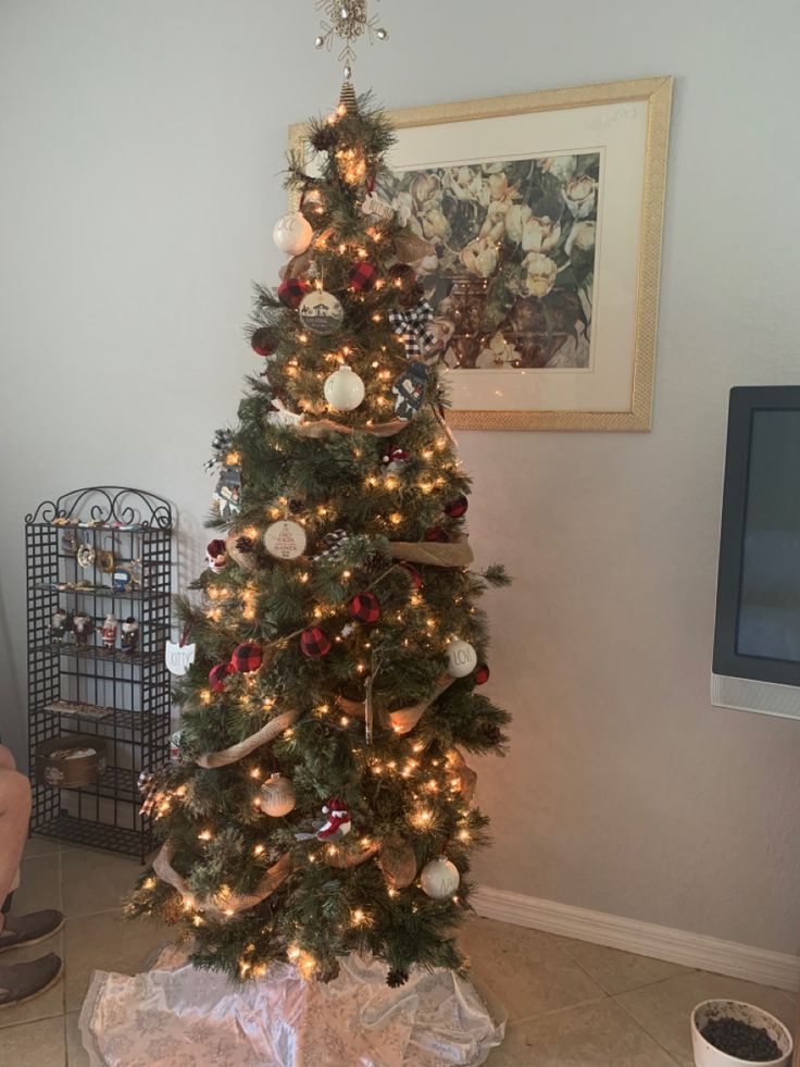 a decorated christmas tree in a living room