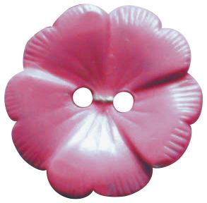 a pink flower shaped button on a white background