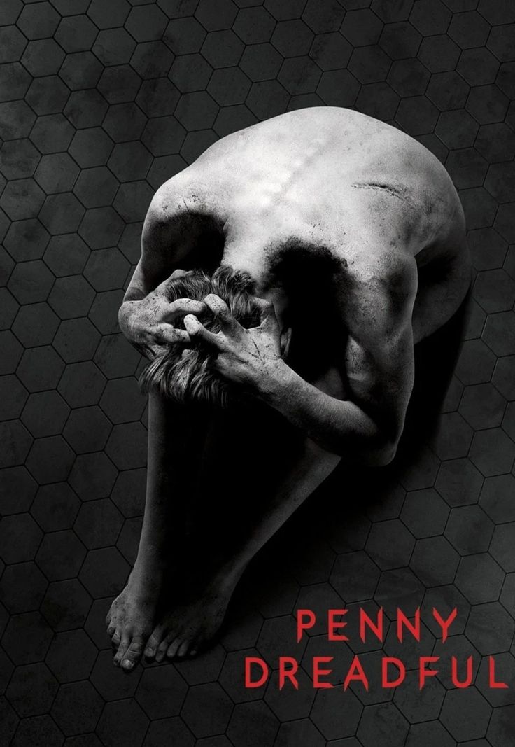 the poster for penny's deadful shows a creepy looking head with his hands on his face